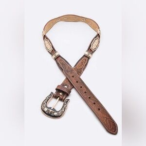 Unisex Genuine Leather Rodeo Concho Western Statement Belt